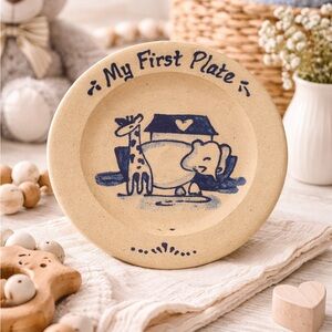 Clayworks Co My First Plate Handmade Baby Plate Vintage Studio Pottery Keepsake